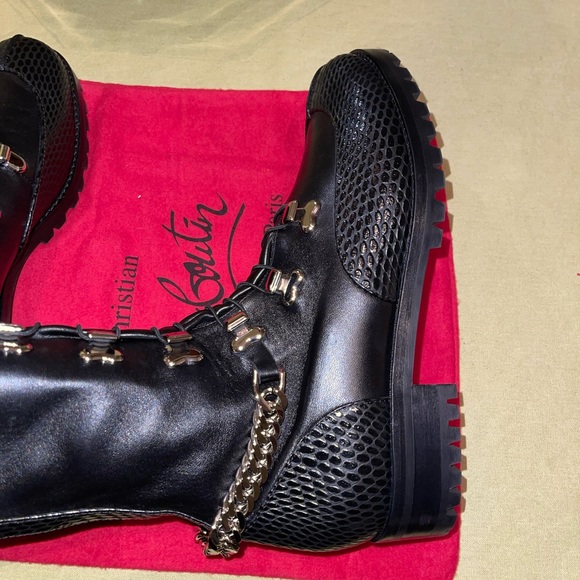 SOLD! Christian Louboutin Horse Guarda Black Ankle Boots w/Chain 39 IT - Picture 10 of 16